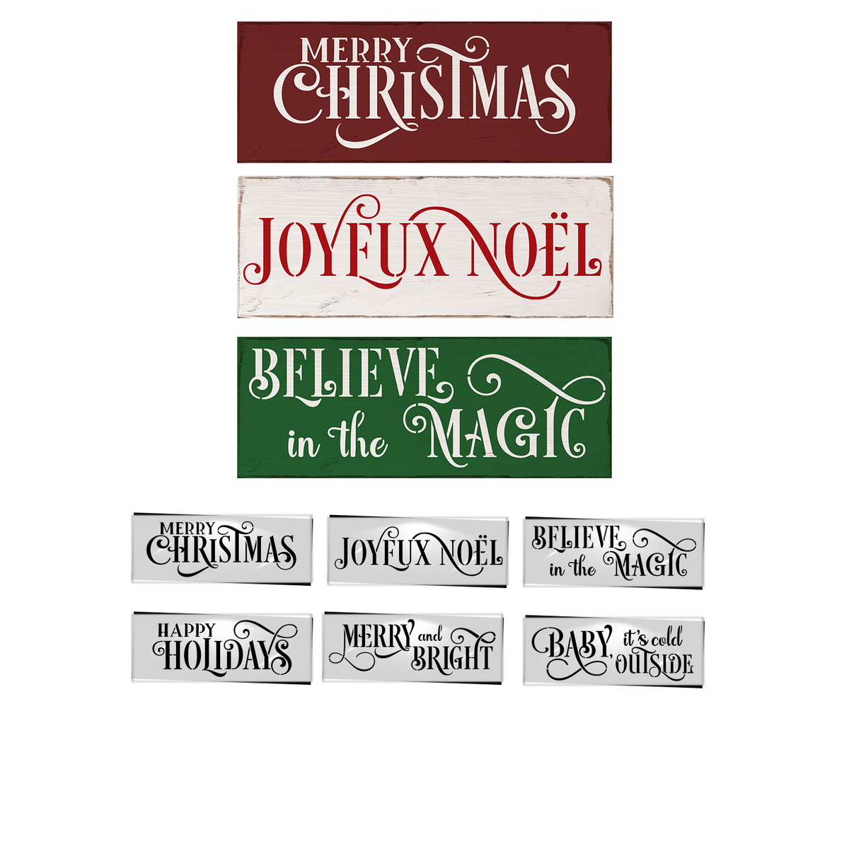 Holiday Script Christmas Stencil Set
