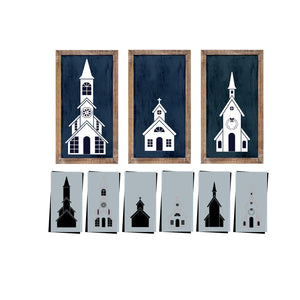 Christmas Churches Mini Layering Stencil Set-Christmas-Essential Stencil