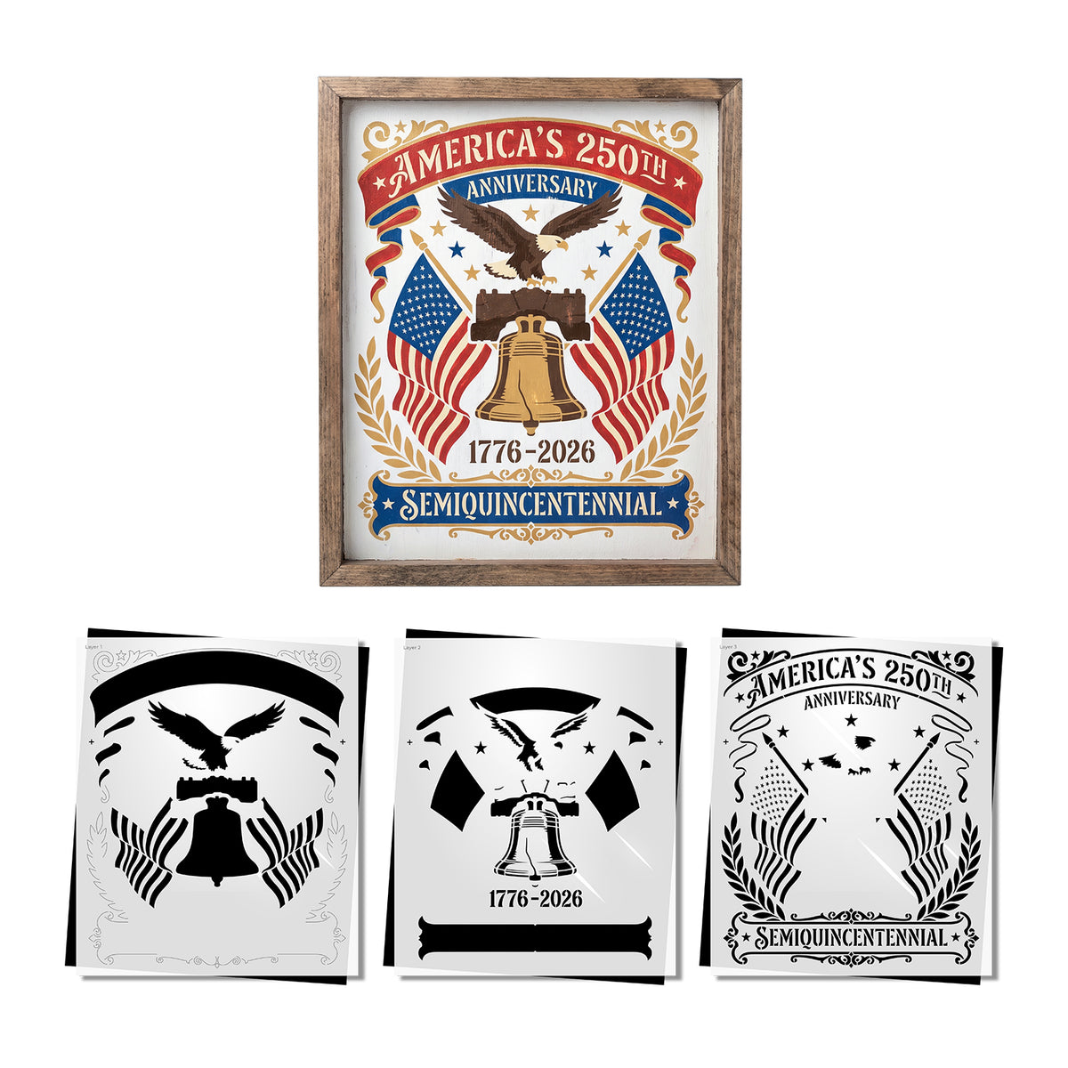 America's Semiquincentennial-Patriotic-Essential Stencil