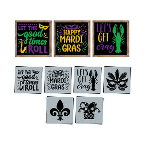 Mardi Gras 6x6 Mini Sign Stencils (6 Pack)-Mardi Gras-Essential Stencil