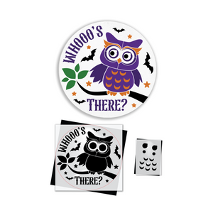 Whooo's There Door Hanger Stencil-Halloween-Essential Stencil