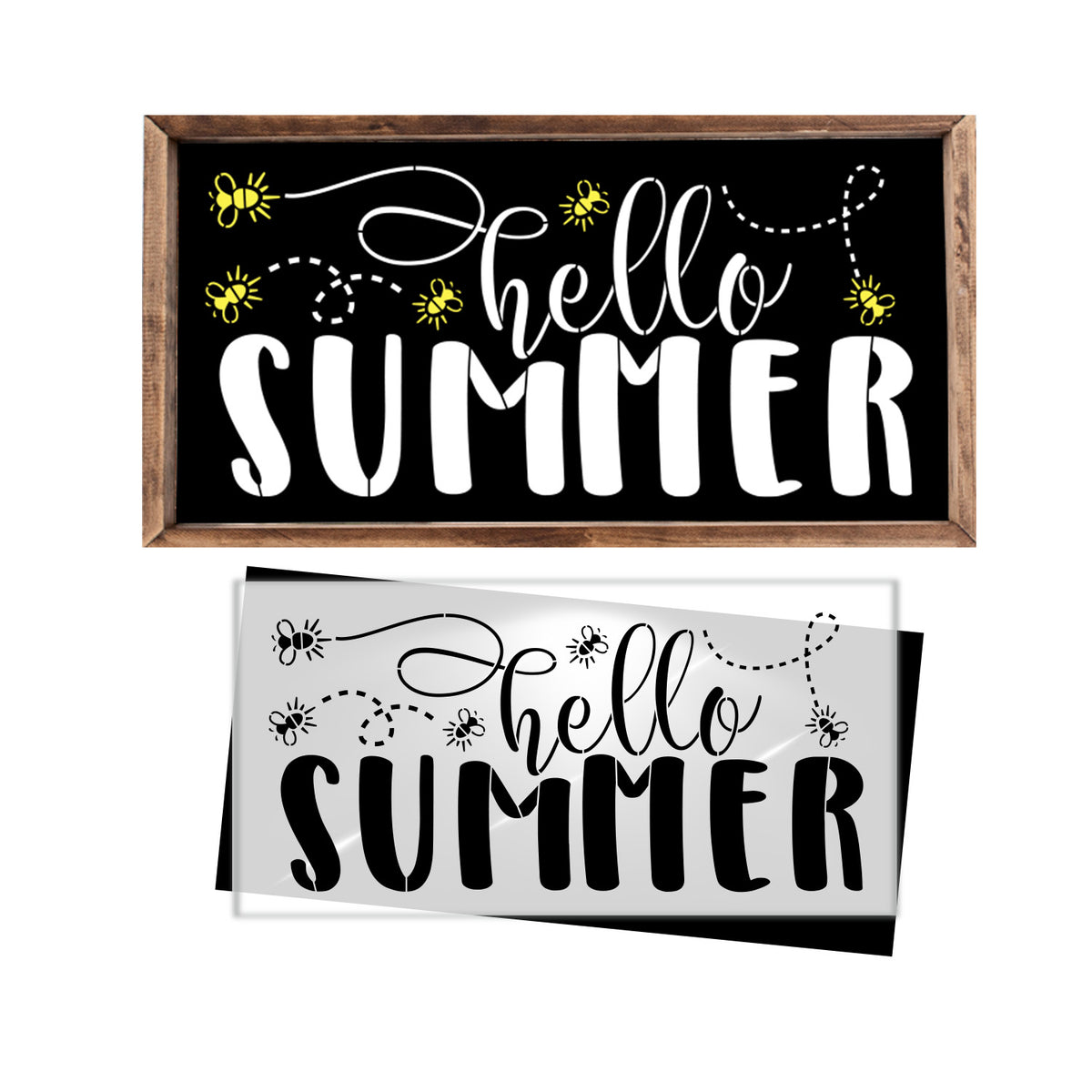 Hello Summer + Fireflies 16x8 Sign Stencil-Summer-Essential Stencil