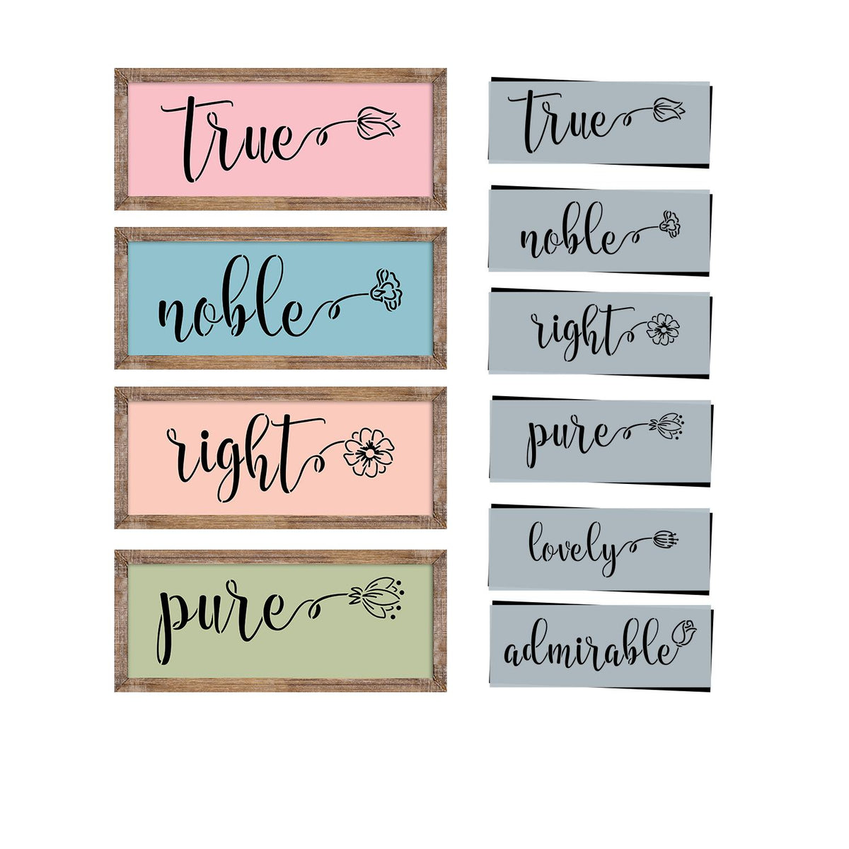 Philippians 4:8 Stencil Set (6pk)-Spring-Essential Stencil