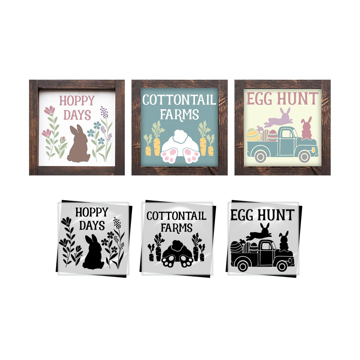 Hoppy Days 6x6 (3pk) Stencil-Easter-Essential Stencil