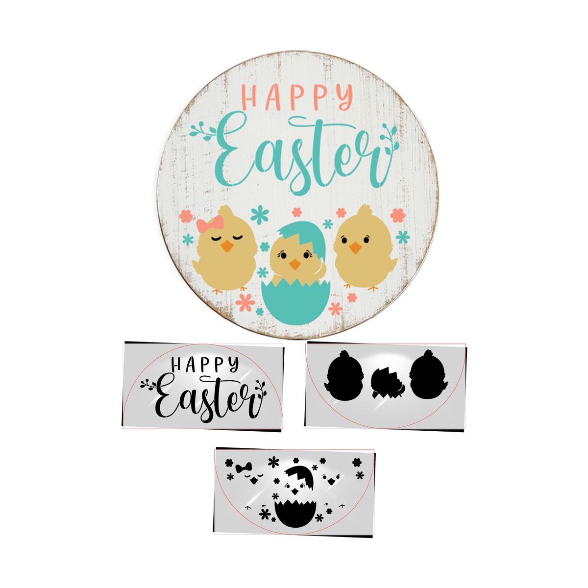 Happy Easter Chicks Door Hanger 16in Stencil-Easter-Essential Stencil