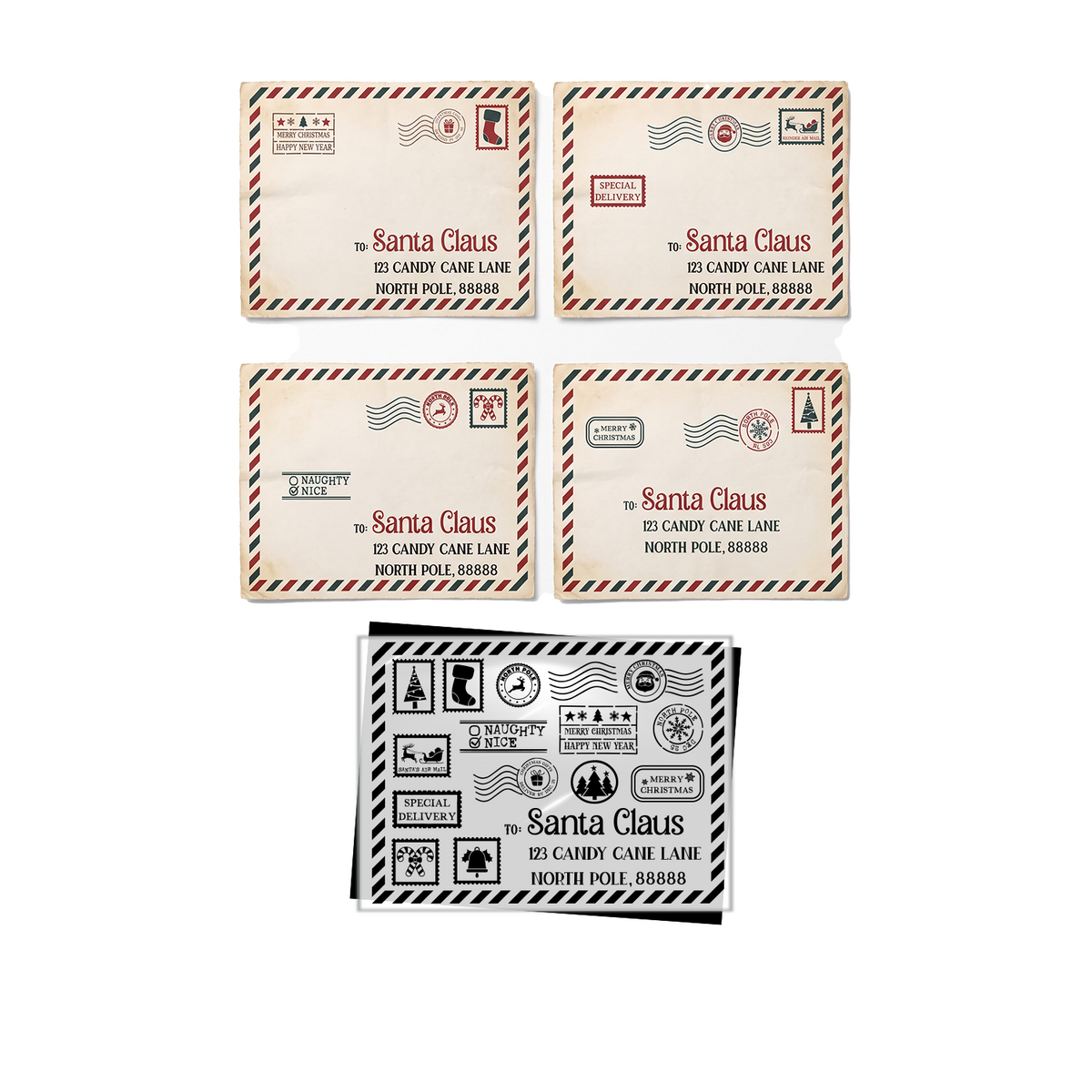 Christmas Postage to Santa Stencil