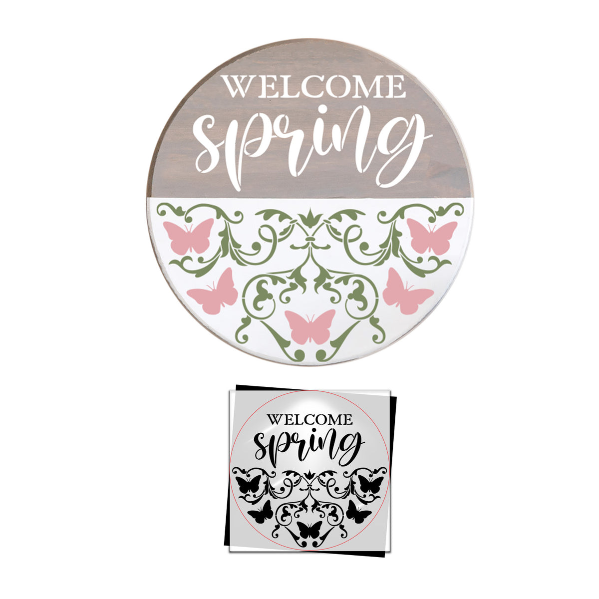 Welcome Spring Butterly Door Hanger 12x12 Stencil-Spring-Essential Stencil