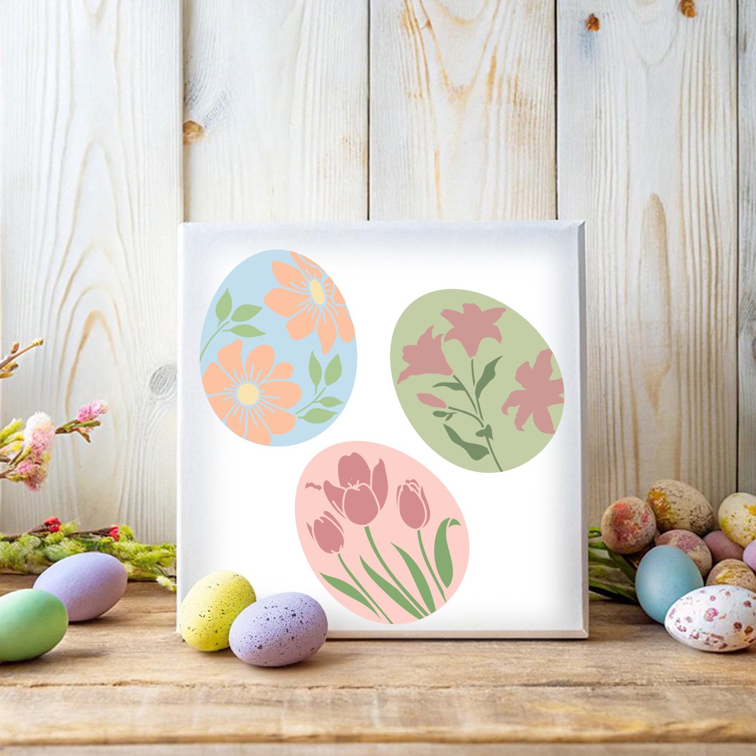 Floral Egg Mini Tags 3.5 x 6 4pk Stencil-Easter-Essential Stencil