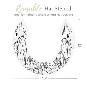 Cactus Desert Scene Hat Stencil-Hat Stencil-Essential Stencil