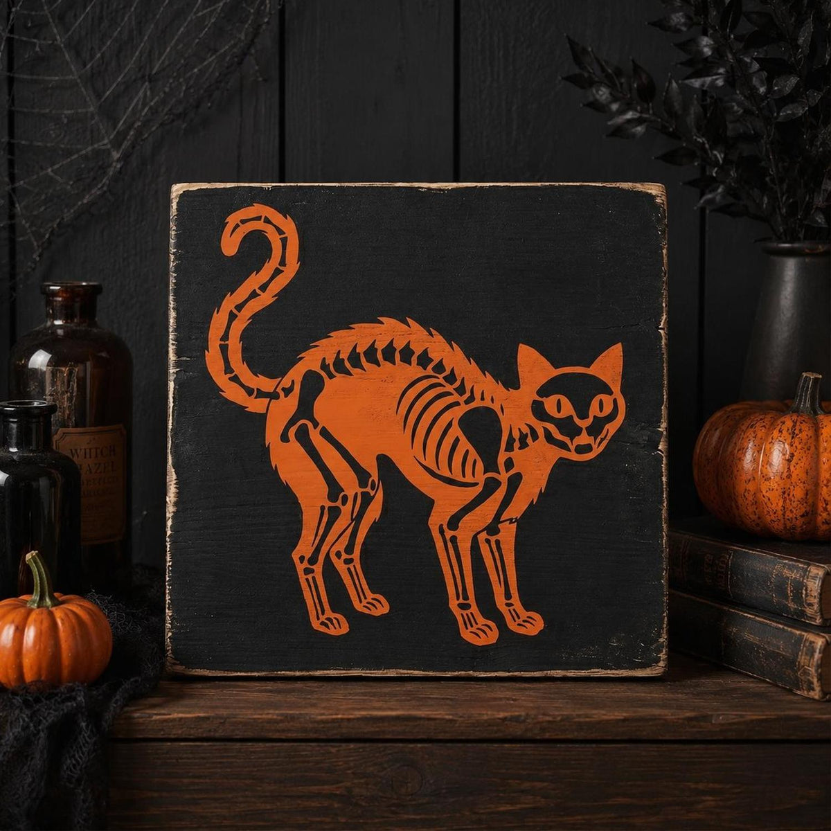 Bat, Cat & Raven Skeleton Stencil-Halloween-Essential Stencil