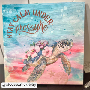 Floral Sea Turtles-Rub-on Transfer-Essential Stencil