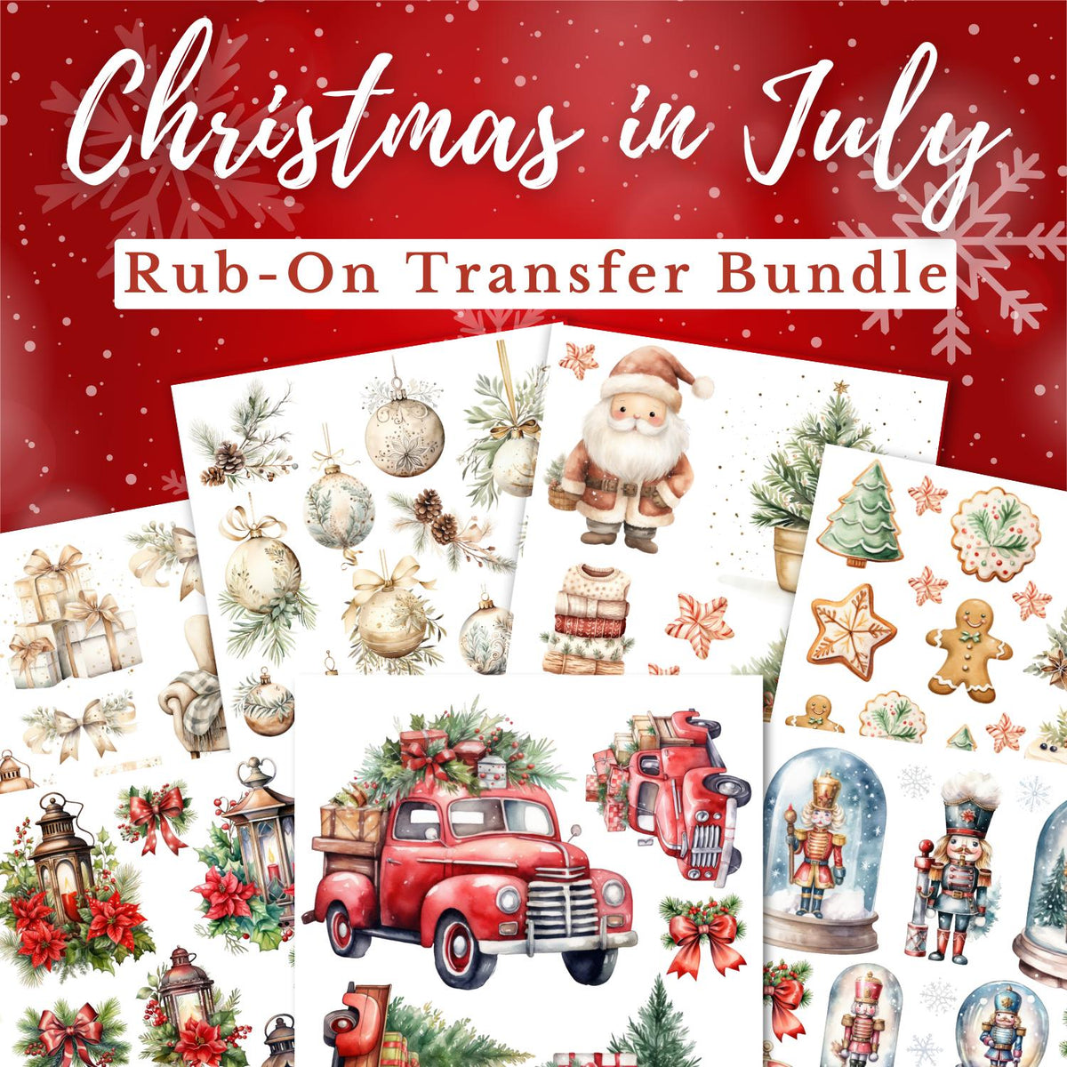Christmas in July Rub-On Transfer Bundle-Rub-on Transfer-Essential Stencil