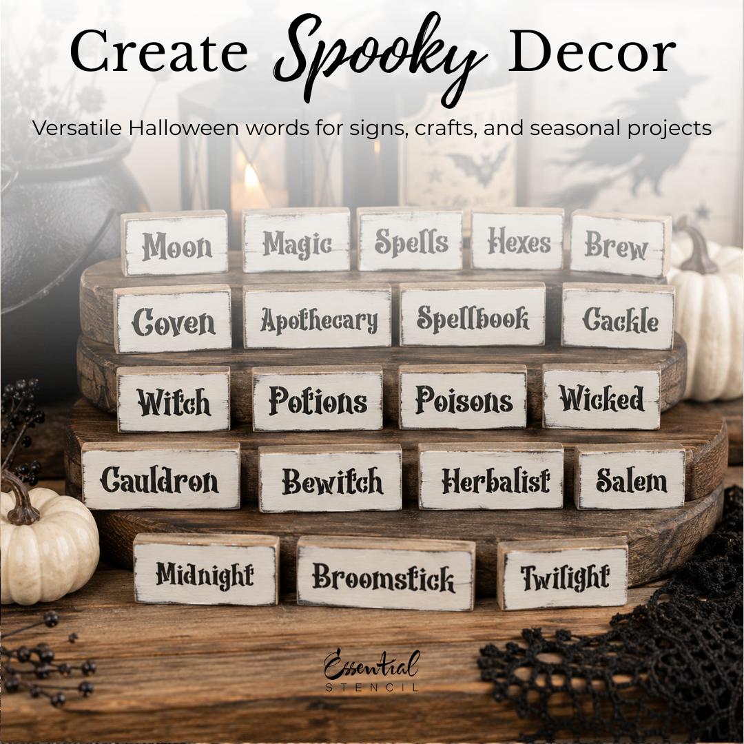 Witchy Halloween Word Stencil Set