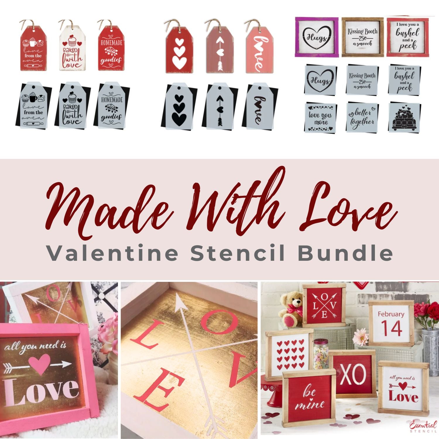 Made With Love Stencil Bundle-Essential Stencil