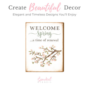 Welcome Spring Renewal Stencil-Spring-Essential Stencil
