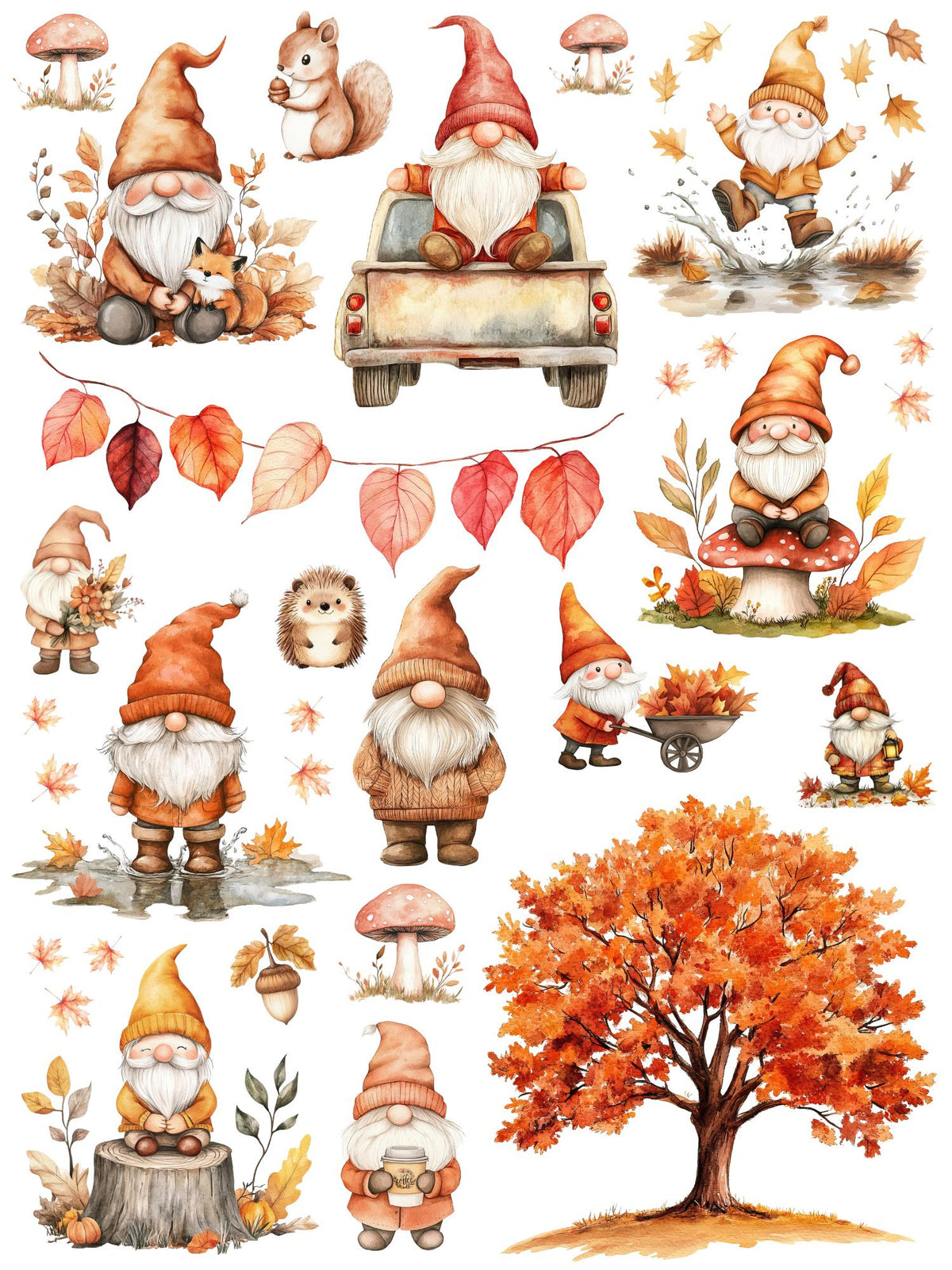 Fall Forest Gnome Rub-on Transfer Set-Rub-on Transfer-Essential Stencil