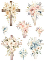 Floral Crosses Rub-On Transfer Set-Rub-on Transfer-Essential Stencil