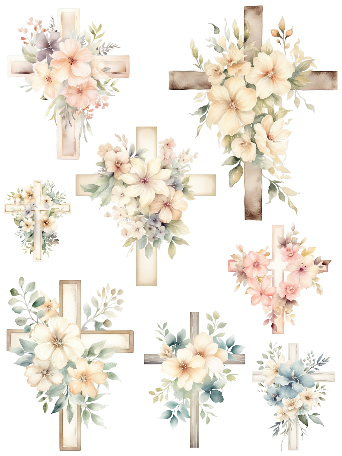 Floral Crosses Rub-On Transfer Set-Rub-on Transfer-Essential Stencil