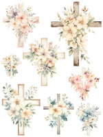 Floral Crosses Rub-On Transfer Set-Rub-on Transfer-Essential Stencil