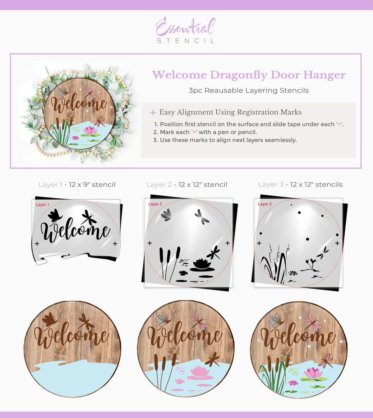 Welcome Dragonfly Door Hanger-Essential Stencil