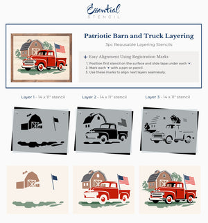 Layering Patriotic Barn and Truck Stencil-Patriotic-Essential Stencil