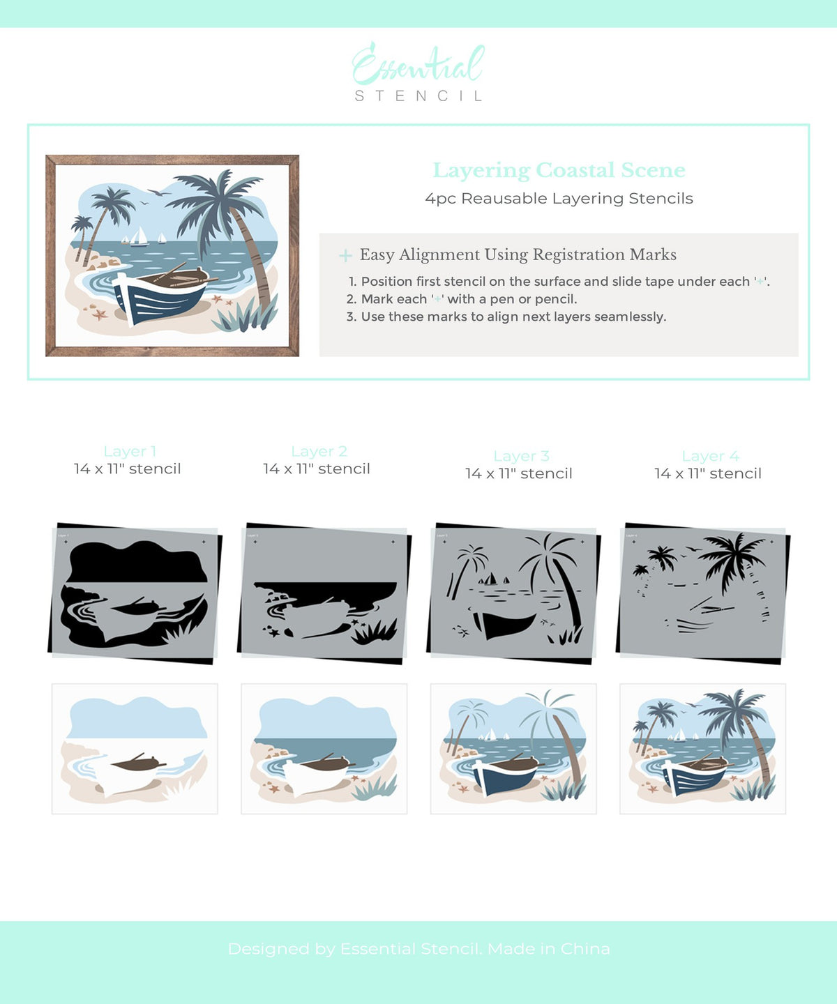 Coastal Scene Layering Stencil-Summer-Essential Stencil