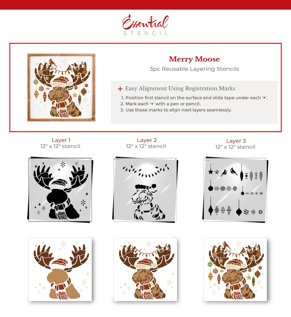 Merry Moose Layered Stencil-Christmas-Essential Stencil