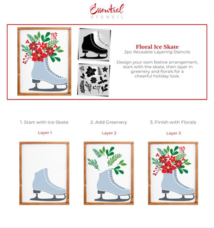 Floral Ice Skate Stencil-Christmas-Essential Stencil