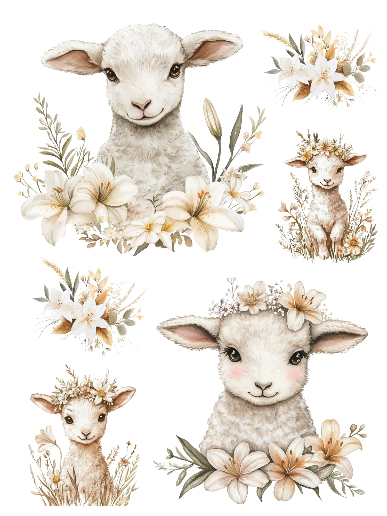 Lambs & Lilies Rub-On Transfer Set-Rub-on Transfer-Essential Stencil