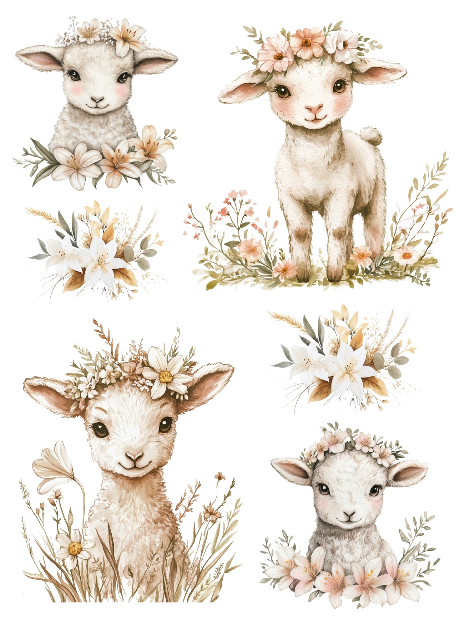 Lambs & Lilies Rub-On Transfer Set-Rub-on Transfer-Essential Stencil