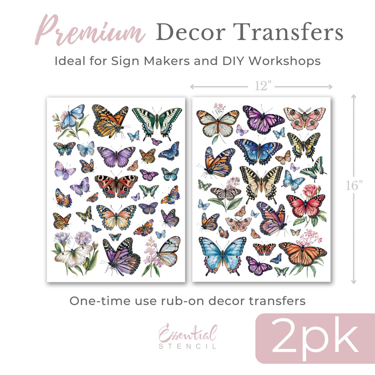 Wings of Wonder Butterfly Rub-on Transfer Set-Rub-on Transfer-Essential Stencil