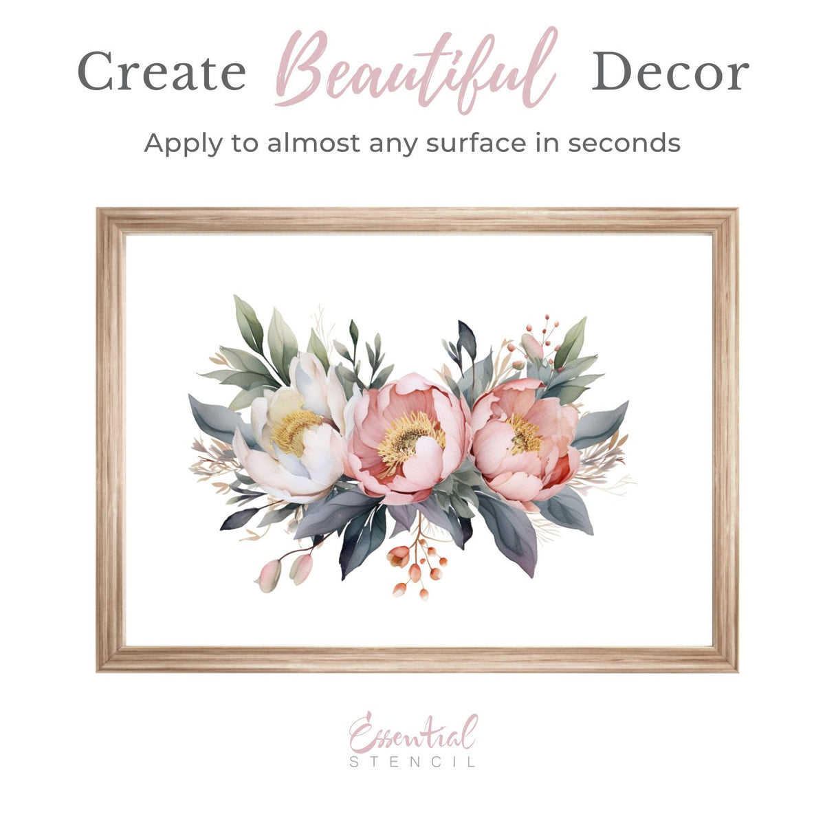 Peonies in Bloom Rub-on Transfer Set-Rub-on Transfer-Essential Stencil