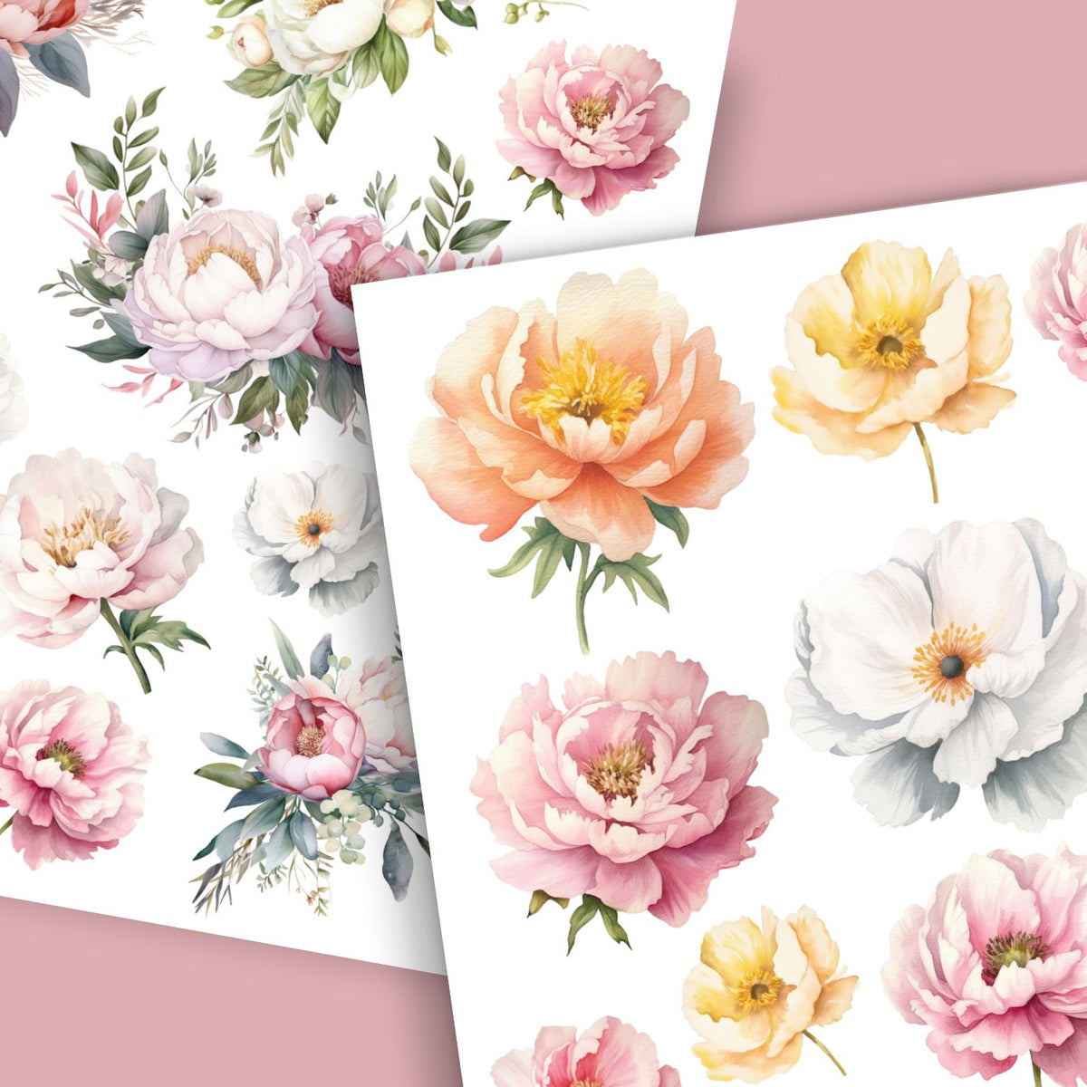 Peonies in Bloom Rub-on Transfer Set-Rub-on Transfer-Essential Stencil