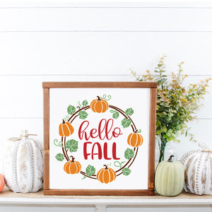 Hello Fall Picket Fence and Pumpkin Wreath Set-Pattern-Essential Stencil