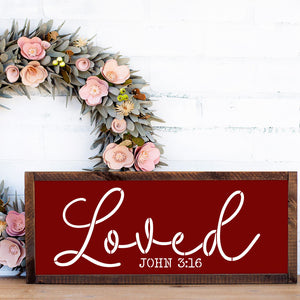 Loved John 3:16 Sign Stencil-Valentine-Essential Stencil