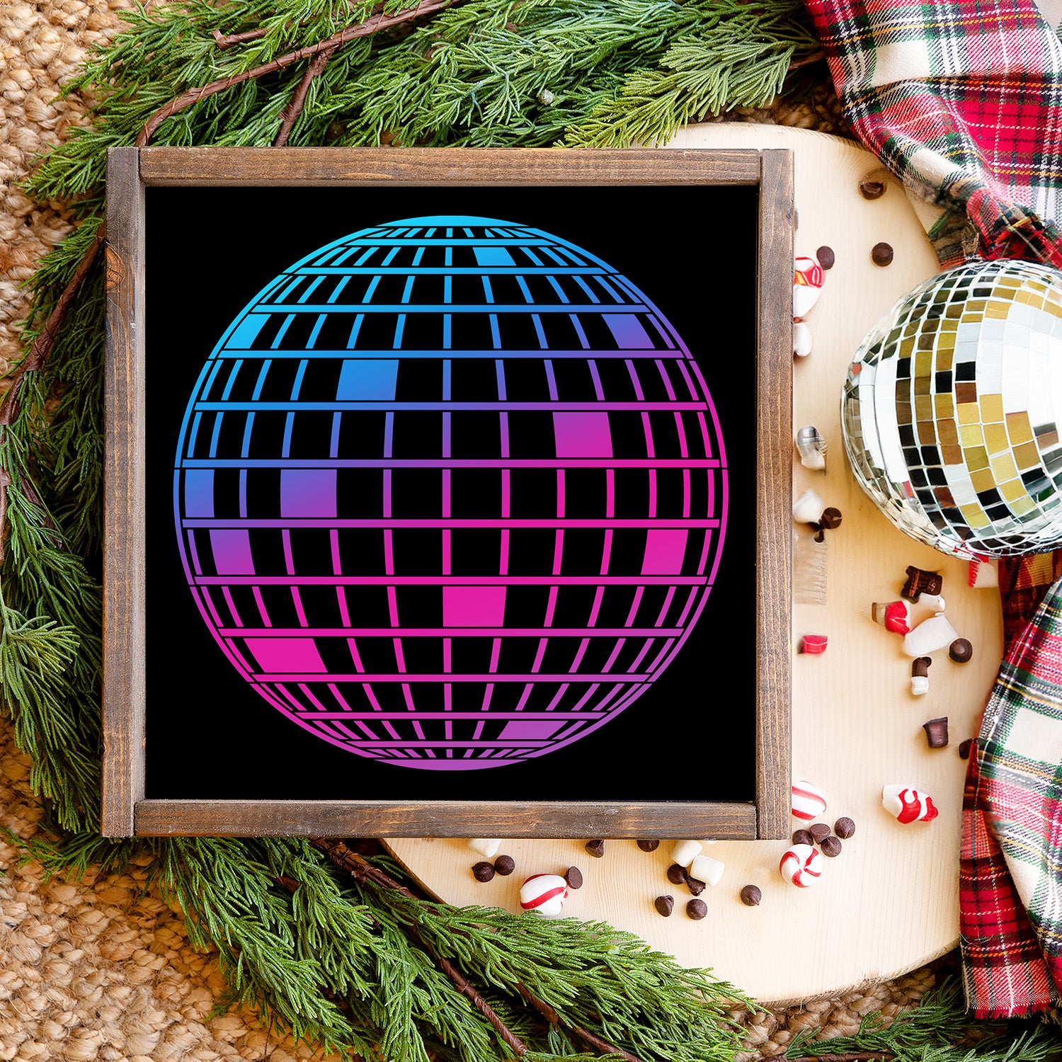 New Year's Disco Ball 12x12 Stencil + Bonus-New Year-Essential Stencil