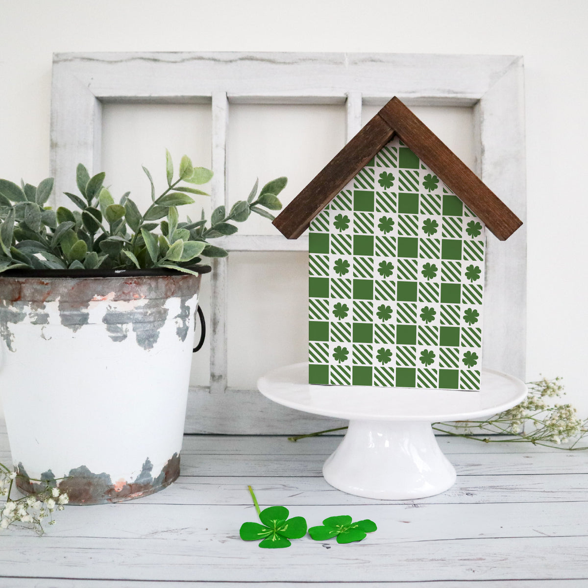 Shamrock Buffalo Check Stencil + Bonus-St. Patricks Day-Essential Stencil