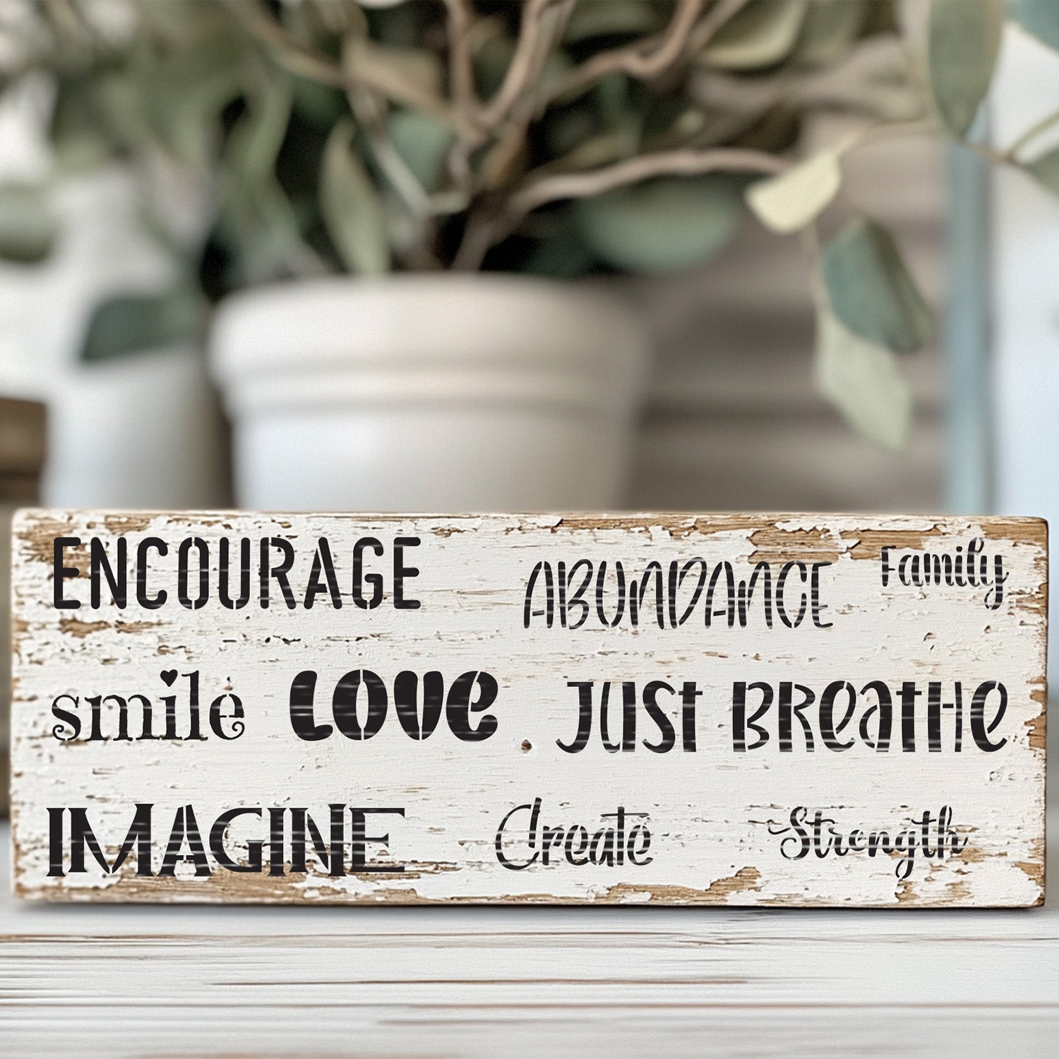 Inspiring Essentials Inspirational 1 Inch Words Stencil - Essential Stencil