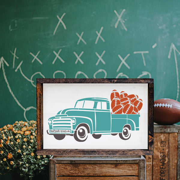 Tailgate Season Vintage Truck Stencil - Essential Stencil