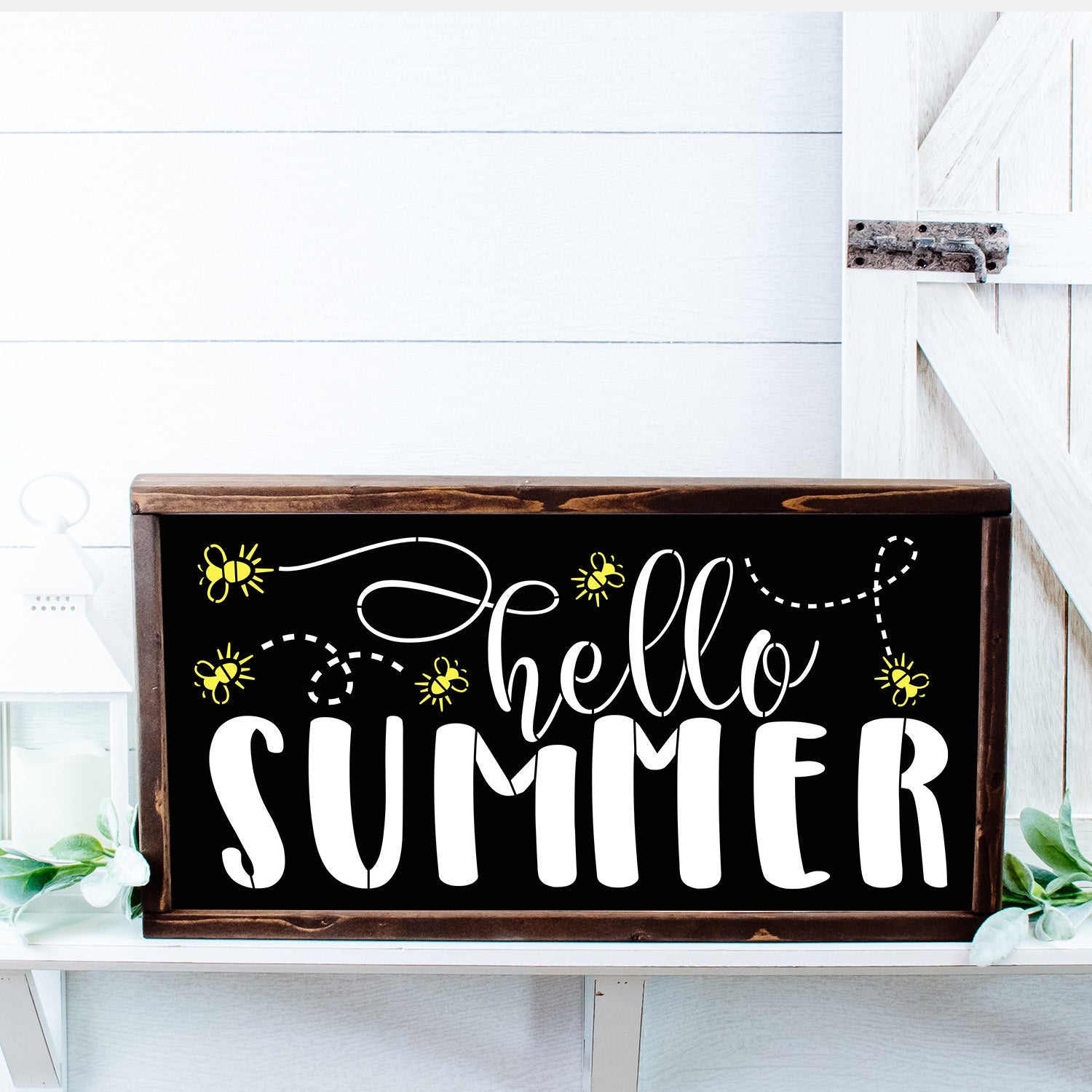 Hello Summer + Fireflies 16x8 Sign Stencil-Summer-Essential Stencil