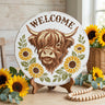 Highland Cow & Sunflower Welcome