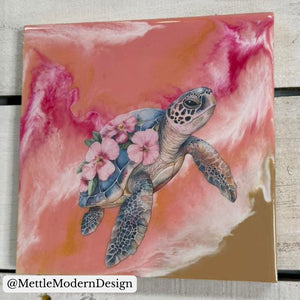 Floral Sea Turtles-Rub-on Transfer-Essential Stencil