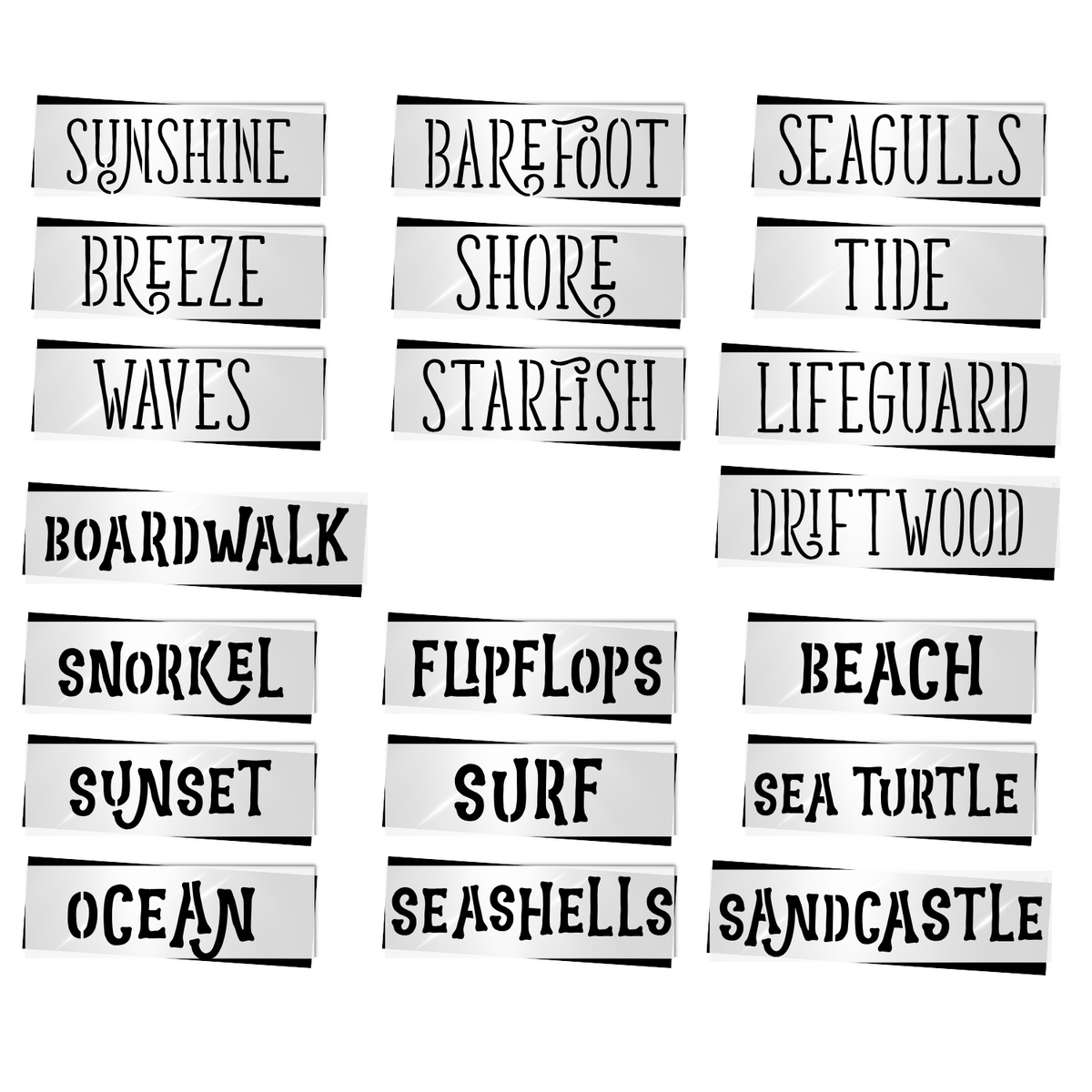 Beach & Coastal 1" Word Stencils (20pc)-Coastal-Essential Stencil