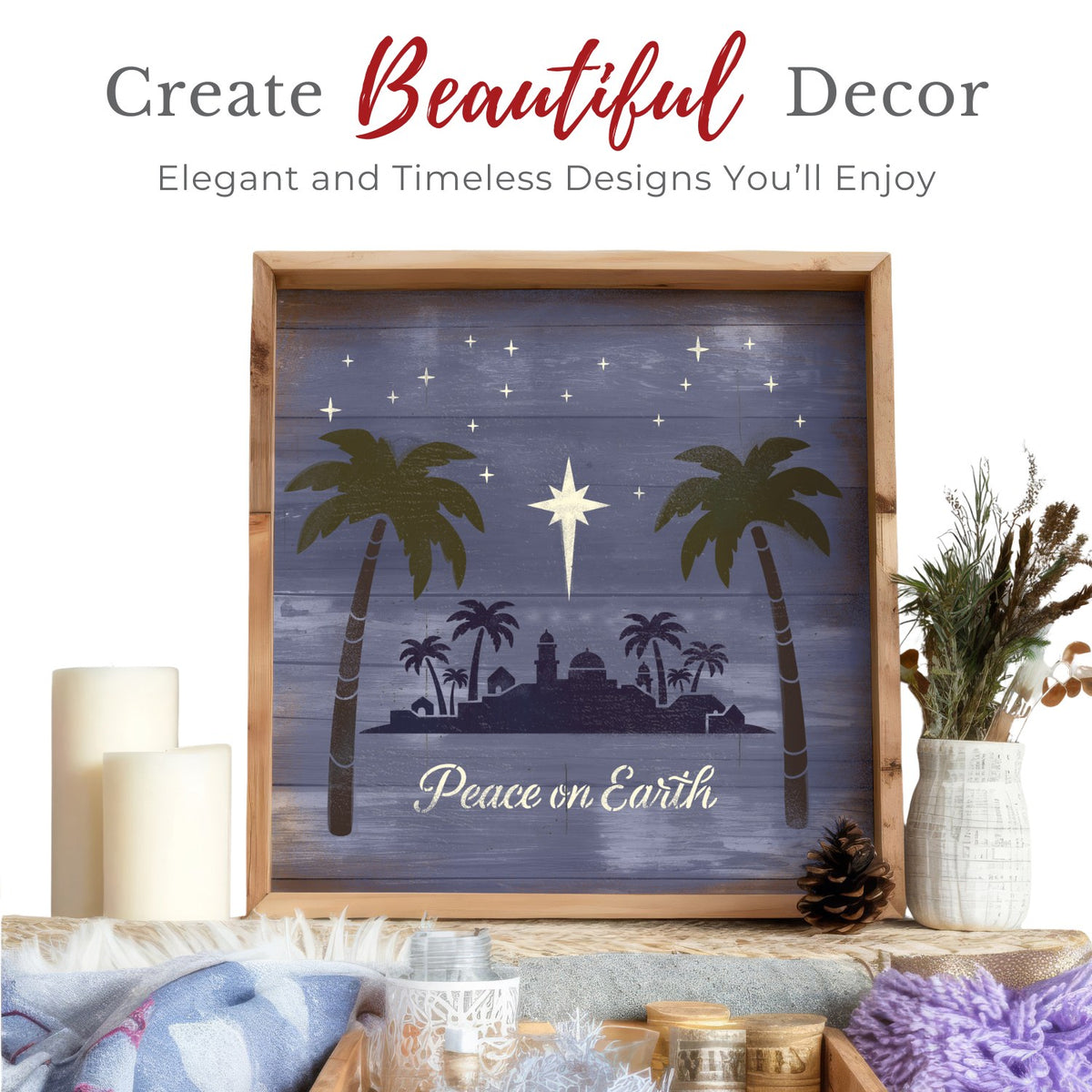 Bethlehem Scene with Palms Stencil-Christmas-Essential Stencil