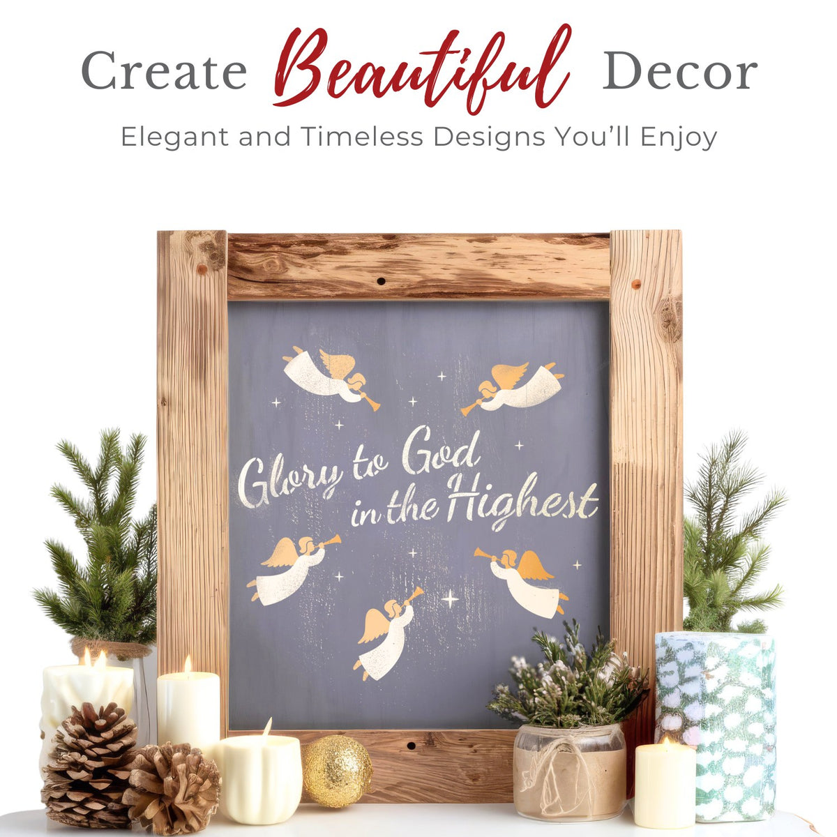 Herald Angels & Stars Stencil-Christmas-Essential Stencil