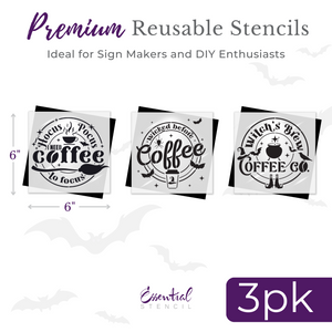 Wicked Before Coffee Mini Stencils (3 Pack)-Outdoors-Essential Stencil