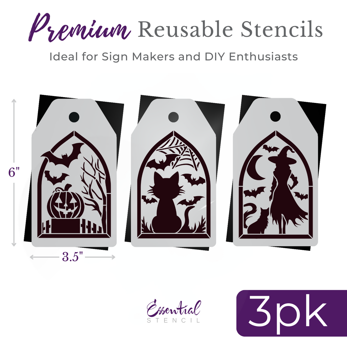 Spooky Trio Mini Tags Stencil Set (3 Pack)-Halloween-Essential Stencil