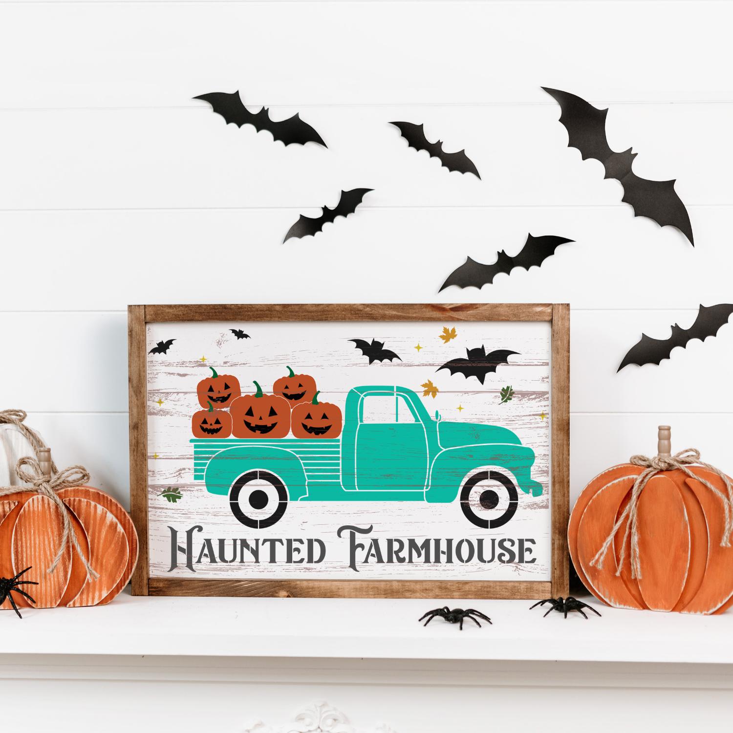 Haunted Vintage Truck Stencil-Halloween-Essential Stencil