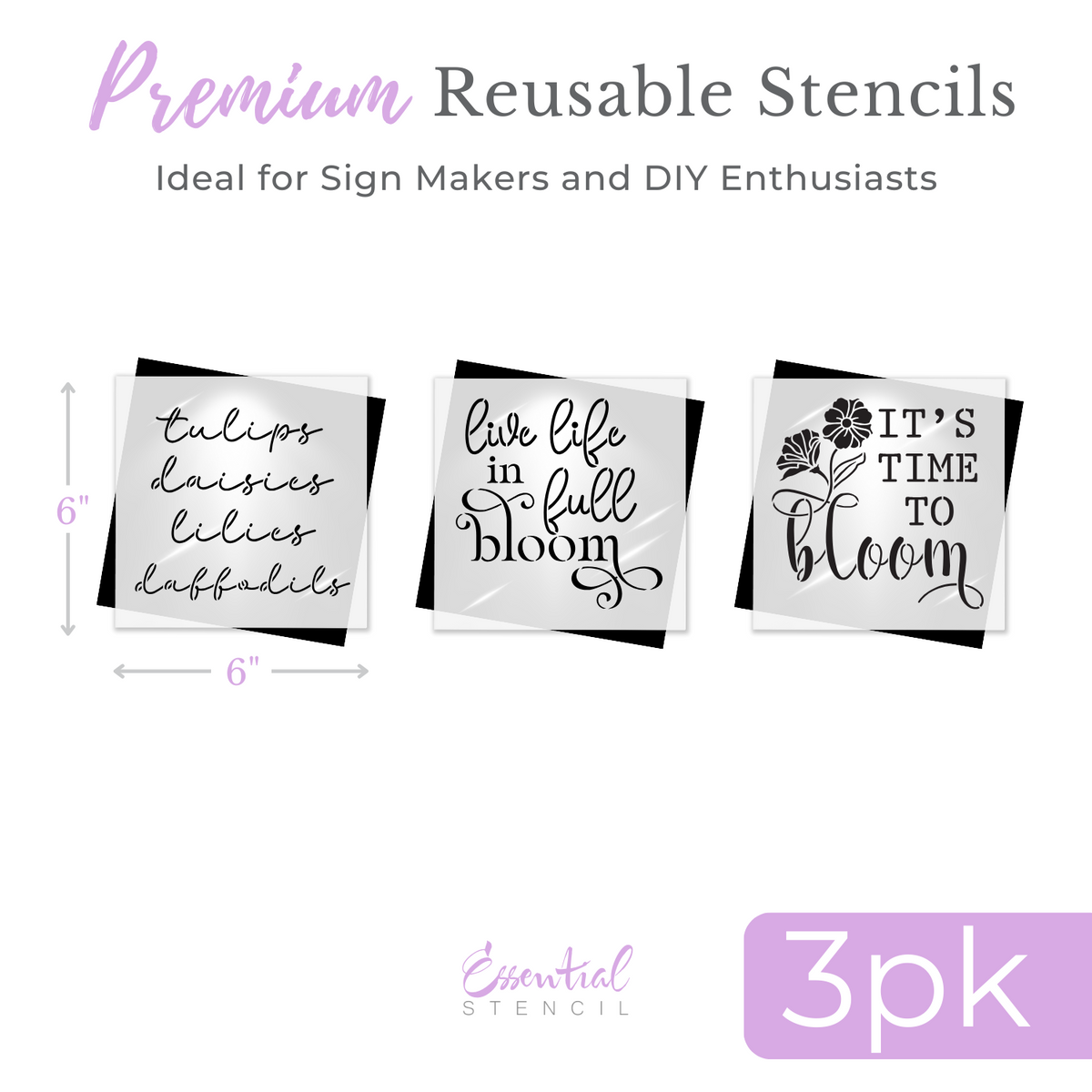 It's Time to Bloom Mini Stencils (3 Pack)-Spring-Essential Stencil