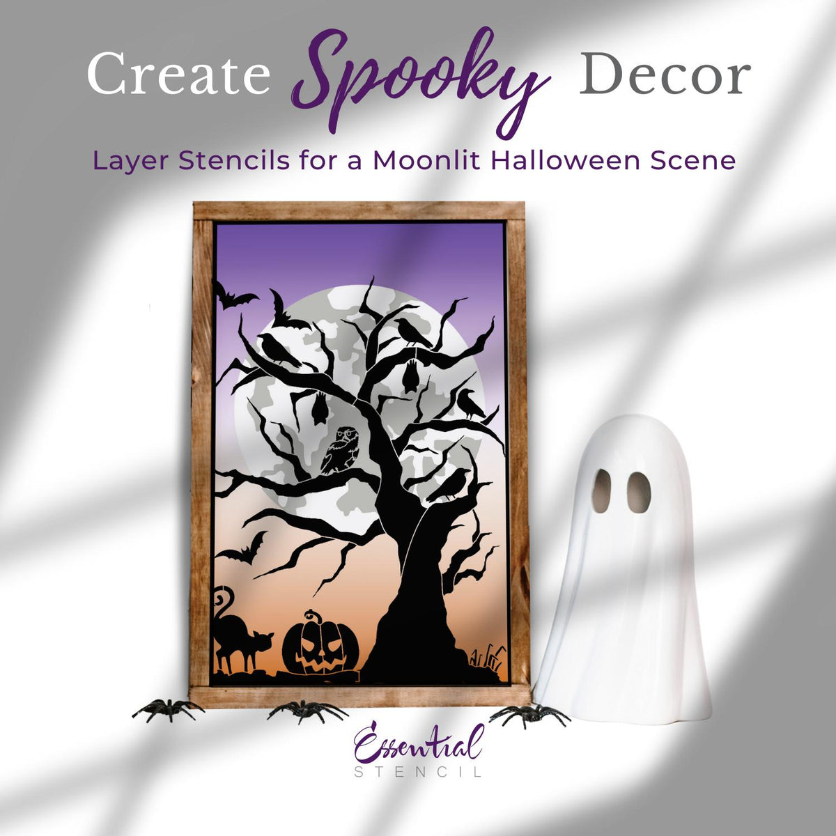 Spooky Tree with Harvest Moon Layering Stencil-Halloween-Essential Stencil